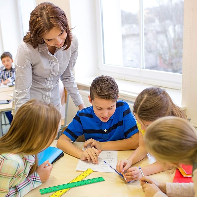 Chuangdi 20 Pieces 12 Inch Rulers Bulk Plastic Colorful Rulers for Kids Student Classroom School Office(6 Hole,Solid Color)