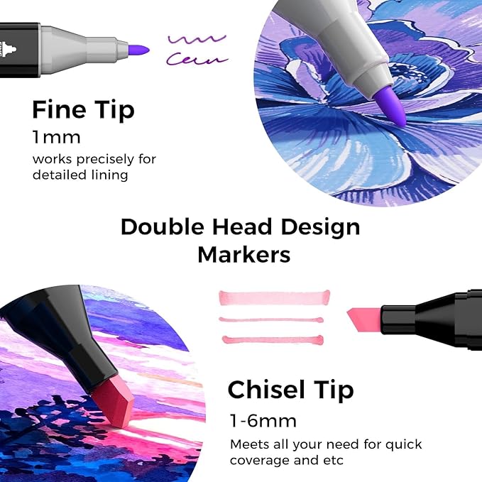 Soucolor Alcohol Markers 320 Colors with Case & Holders, Dual Tips Chisel & Fine Art Markers for Adult Coloring Kids Drawing, Artist Markers Art Supplies for Blending Sketching