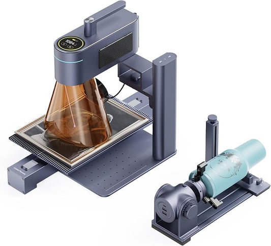 LaserPecker LP4 Dual-Laser Engraver with Rotary & Slide Extensions, 8K 240,000mm/min for 360° Tumblers/160x300mm Batch Jobs, Auto-Switch IR/Diode for Jewelry & Industrial Mass Production, Deluxe Set