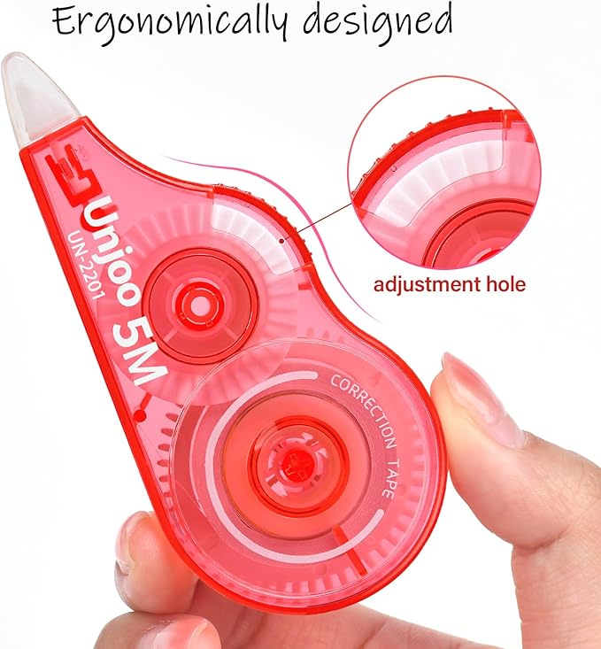 White Correction Tape, Easy To Use Applicator, Fast Clean Tear-Resistant Tape For school Supplies, Office (9-pack, 5M/196, Red, Green, Blue, Tape Width 0.2in)