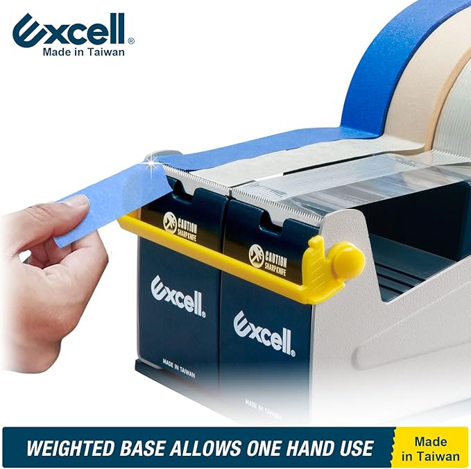 Excell Heavy Duty Steel Desk Tape Dispenser (4" Wide) with Safety Blade Cover, Desk Top Dispenser for Home,Office, Shop, Retail Store and Warehouse Wrapping Purpose
