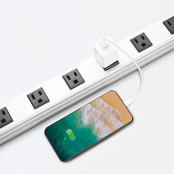 16 Outlet Plugs Heavy Duty Metal Power Strip, Aluminum Workshop Socket with 4 FT Long Cord and Power Switch. 15A, 125V, 1875W Silver