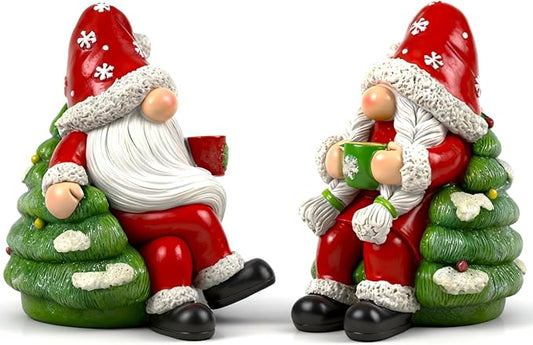 Christmas Gnome Decorations for Home 2 PCS Xmas Tree Figurines Indoor Collectible Table Decor Cute Holiday Ornaments for Holiday
