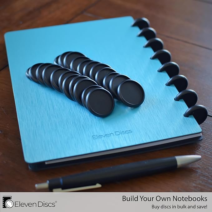 ½-Inch Black Plastic Discbound Expansion Discs for Custom Notebook and Planner - Compatible with Circa, Arc, TUL (Set of 22)