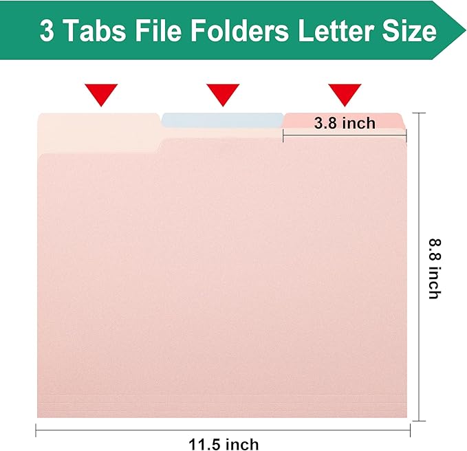 Colored Two Tone File Folders,100 Pack Manilla Folders 8.5 x 11 Office Organization Home School Folders for Documents Files Paper(7611U)