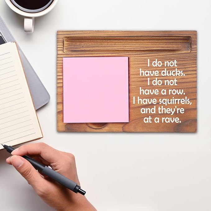 Funny Squirrel Rave Sticky Note Holder, Quirky Office Desk Organizer, Humorous Gift for Coworkers, Friends, Bosses, Self-Stick Note Pad Holders EDP124