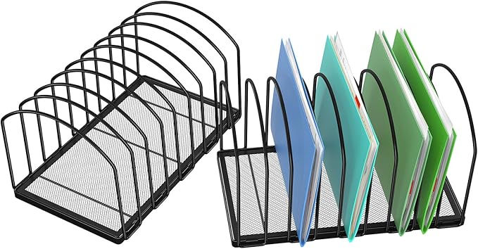 Simple Trending 2 Pack 9 Section Metal File Sorter Organizer for Desk Home Office, Black