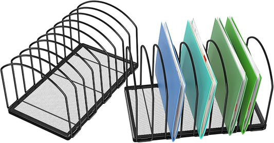 Simple Trending 2 Pack 9 Section Metal File Sorter Organizer for Desk Home Office, Black