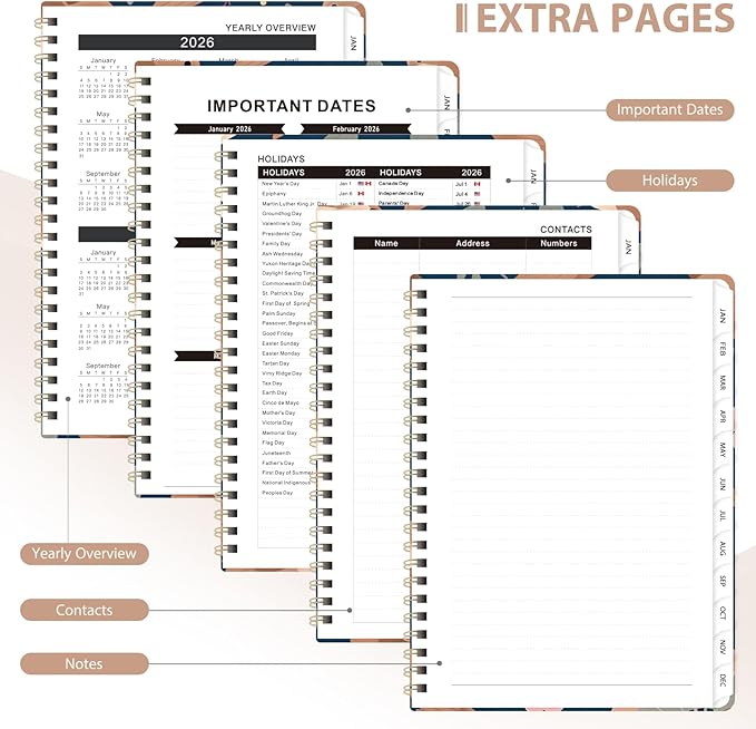 2026 Planner, Weekly and Monthly Calendar Academic Planner, Jan 2026 - Dec 2026, Planning Agenda Book for Desk Accessories and School Supplies - A5 (6.3'' x 8.5'')