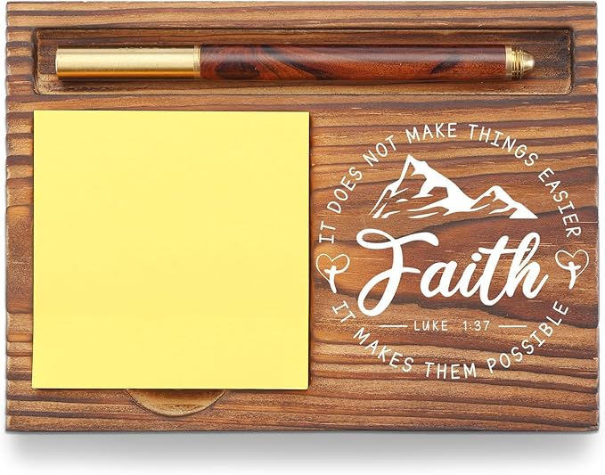 YODOCAMP Christian Desk Organizer, Bible Verse Sticky Note Holder, Luke 1:37 Faith Makes Things Possible, Religious Gifts for Christians, Pastors, Church Leaders, Believers TZP99