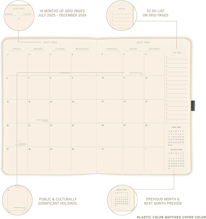 Graphique 2026 Apollo Business Planner | 18 Month Organizer, July 2025 - Dec. 2026 | Weekly & Monthly Spreads | To-Do List & Note Pages | Pen Loop | Vegan Leather | Classic Black | 8” x 10”