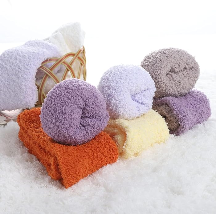 Womens Fuzzy Socks Microfiber Soft Cozy Warm Slipper Sleeping Winter Sock Fluffy Cabin Plush Stocking Stuffers