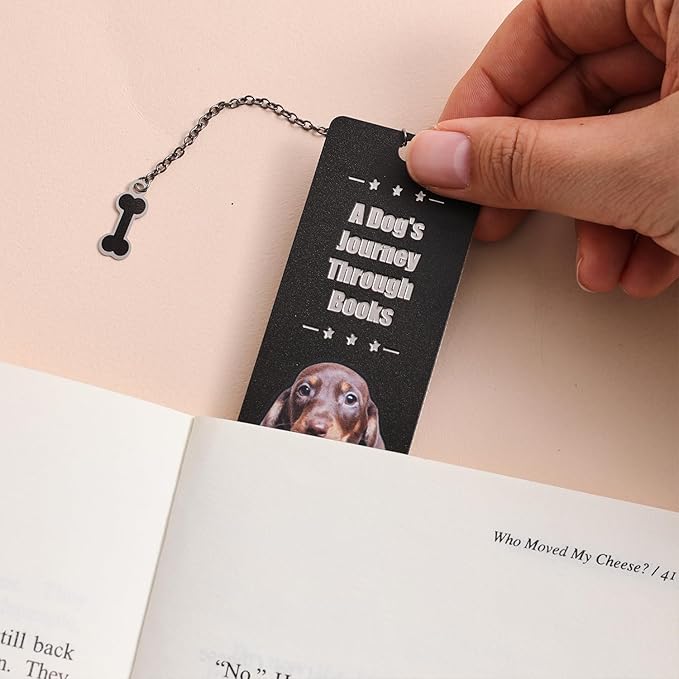 2 Pieces Cute Dog Metal Bookmarks with Graduated Scale, Pet Theme Golden Retriever Black Dachshund Large Size Book Mark, Bookmark for Book Lovers Reading Women Writers Readers Children Teens Men
