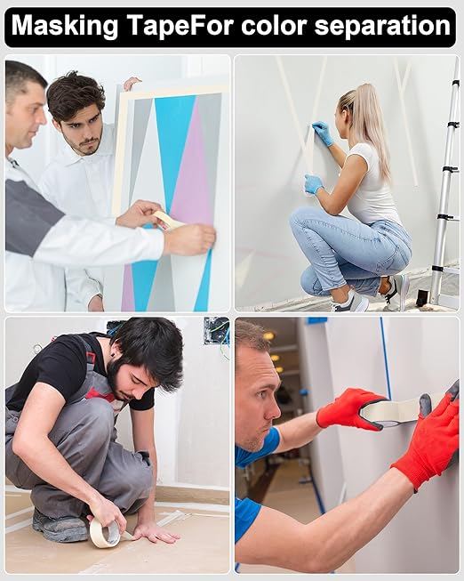 Leelosp 20 Rolls Masking Tape Bulk General Purpose Masking Tape Paint Craft Painter Artist Multi Use School Classroom Supplies, 0.75 Inch x 55 Yards, 1375 Yards Total (Beige)