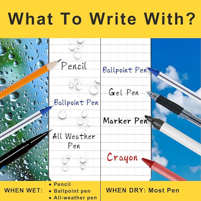 Weatherproof Top Spiral Notepads with Waterproof Paper and Hard Cover, A7 Pocket Steno Pads, 4 Pack 400 Pages Graph Pattern (3" x 5", Orange)