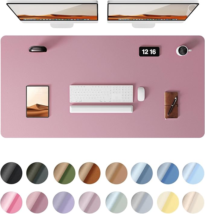 YSAGi Leather Desk Protector, Office Mat, Large Mouse Mat, Non-Slip PU Leather Blotter, Laptop Pad, Waterproof Writing Pad for Office and Home (Pale Mauve, 47.2" x 23.6")