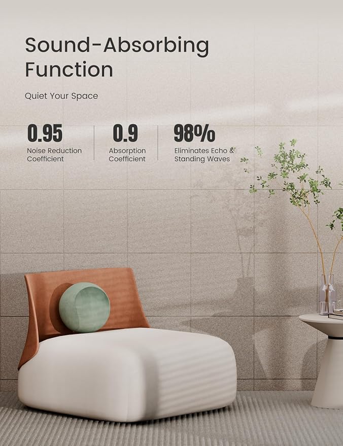 Bumusty Large Cork Board 47"x35" Alternative - 12 Pack Felt Wall Tiles with 70 Safe Removable Adhesive Tabs, 30 Pushpins, Cork Boards for Walls Pin Board Bulletin Board Office Decor (Oatmeal)