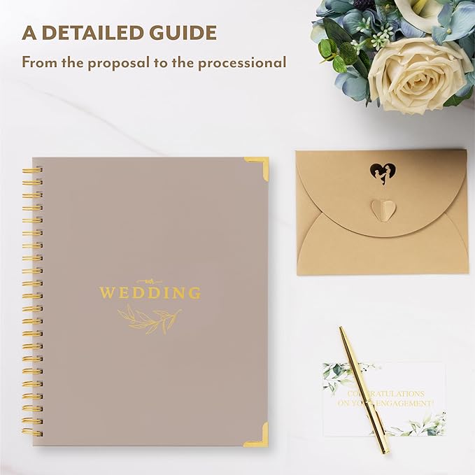 Your Perfect Day Wedding Planner Book and Organizer - Wedding Planner Book - Bridal Planning Binder with Countdown Calendar - Bride Gifts - (Meadow Gold)