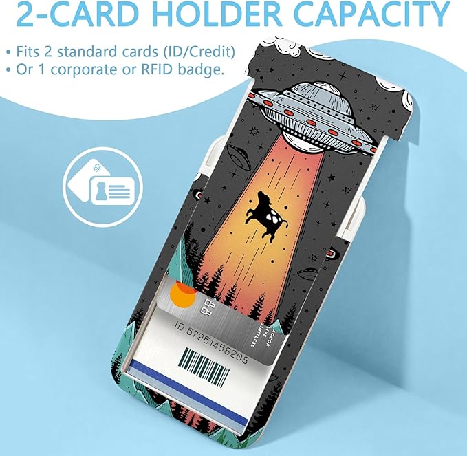 Gctriki Lanyards for ID Badges and Keys, Funny Badge Reel Retractable Heavy Duty with 360° Swivel Carabiner Clip, Funny Art UFO ID Badge Holder with Breakaway Lanyard, Teacher Nurse Office Gifts