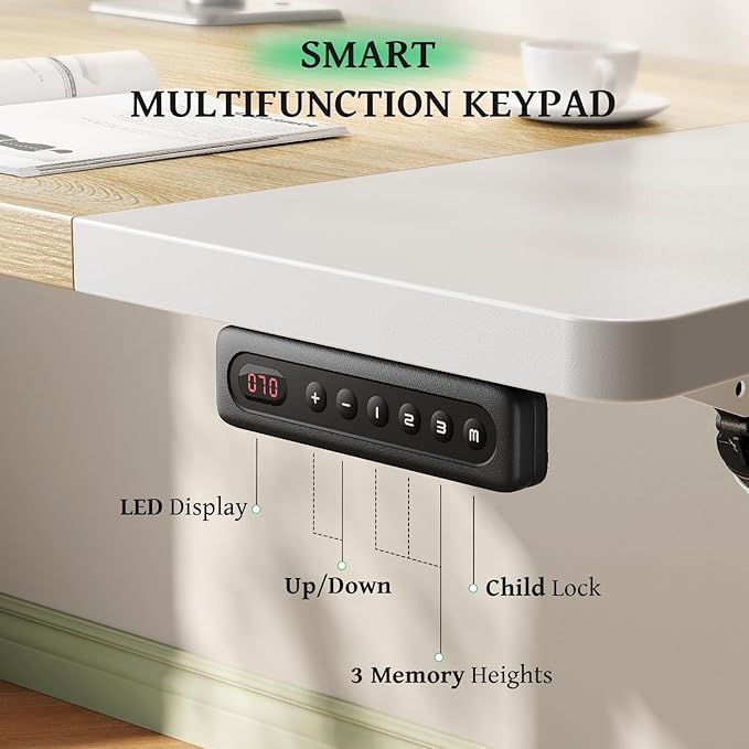 SIAGO Electric Standing Desk Adjustable - 55 x 24 Inch Sit Stand up Desk with Cable Management - 3 Memory Preset Adjustable Height Table