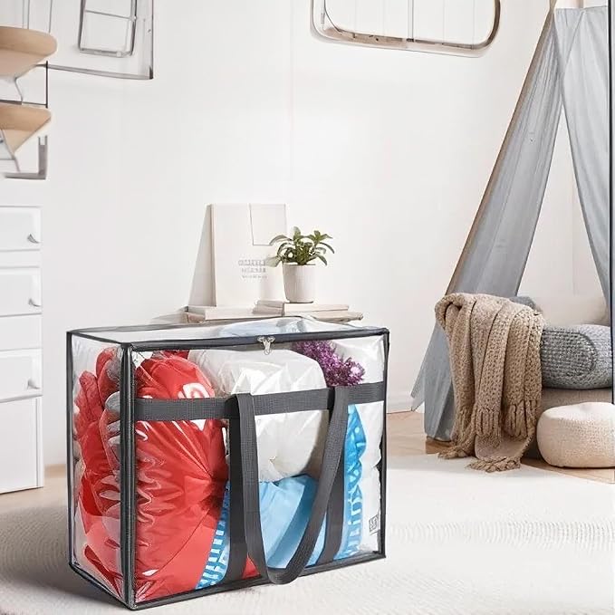 110L Large Capacity Clear Storage Bags with Zipper for Comforters, Blankets, Bedding, Quilts, Pillows – Plastic Storage Bags for Organizing Seasonal Clothes and Household Items