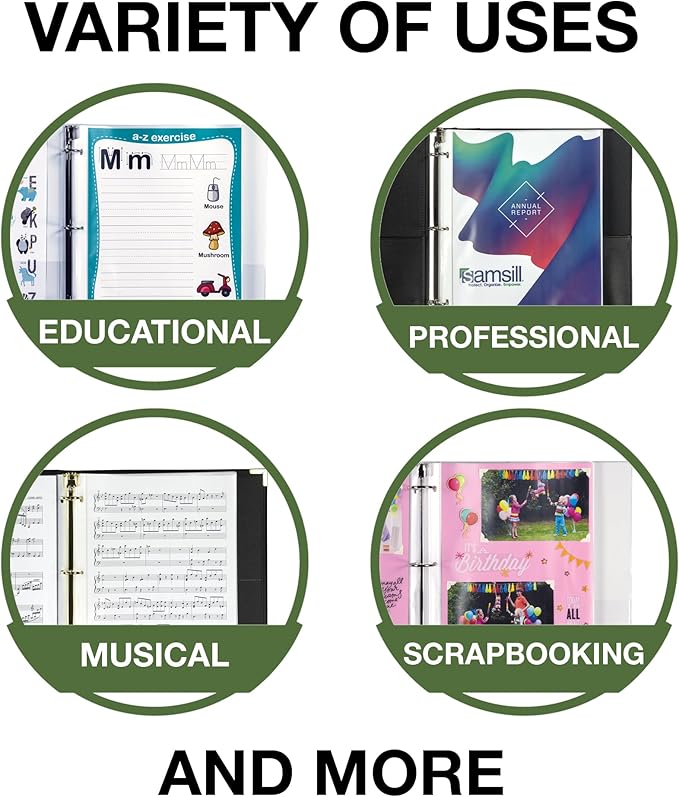 Samsill 50 Pack Sheet Protectors, 8.5x11 Inch Page Protectors for 3 Ring Binder, Standard Weight, Non-Glare Protector, Letter Size, Top Loading, Acid Free