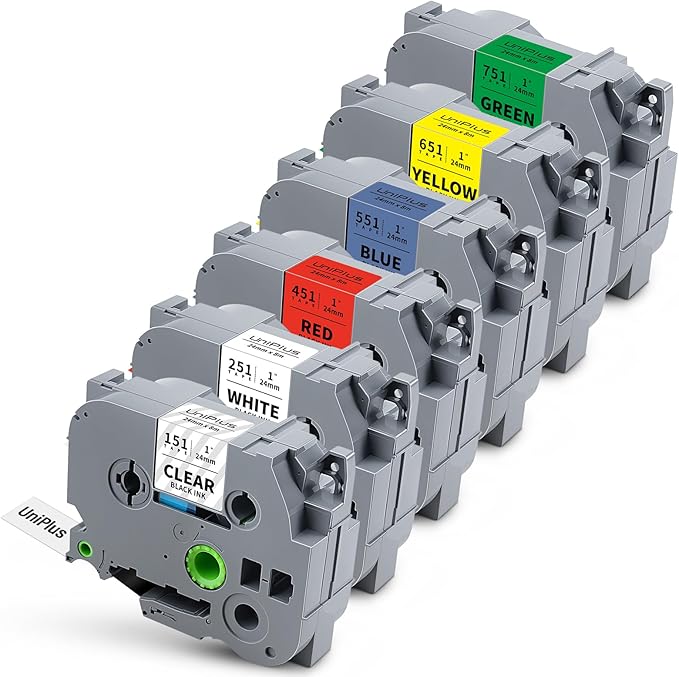 6-Pack Compatible for Brother Tze-251 Tze-151 Tze-451 Tze-551 Tze-651 Tze-751 24mm 0.94" TZ Laminated Label Tape PTouch 1 inch Tape Work for PTP700 PTD600 PTD610BT PTP710BT PTP750W PTP910BT