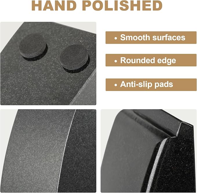 Koville Granite Bookends for Shelves, 10Lbs Large Bookends for Heavy Books, Non-Slip Heavy Duty Book Stopper for CD/Movies, Aesthetic Decorative Book Ends for Bookshelf Table Home Office(Black)