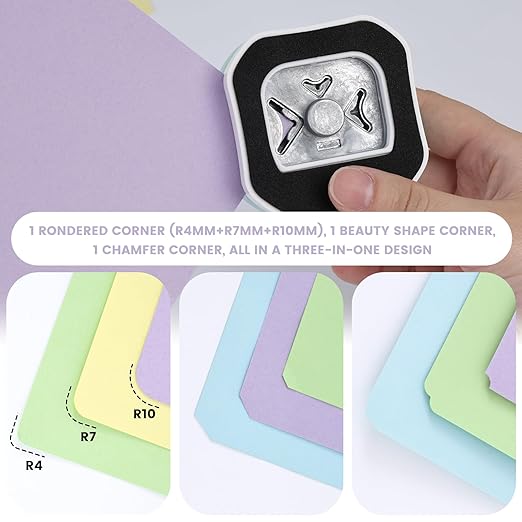 LOVEINUSA 3PCS 3-in-1 Punch Set (Rounder + Beauty Shape + Chamfer Edges), 3 Way Cutter for Scrapbooking, Photocards & DIY Paper Crafts, Works Great with Laminate, Precision Professional Cutting