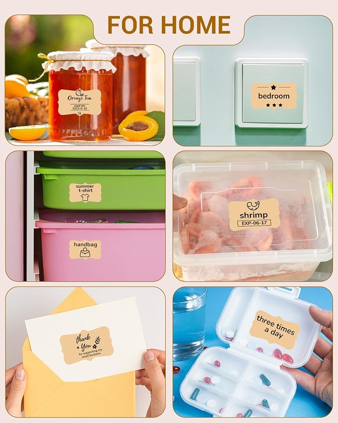 Phomemo Brown Thermal Labels for Shipping Label Printer for Small Business Supplies - 3" x 2" / 500 Brown Labels/Roll, Commercial Grade Round Stickers Roll for Custom Stickers Personalized & Business