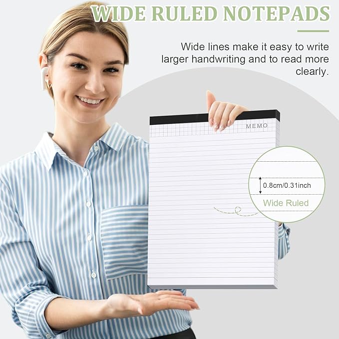 SAYEEC Legal Pads, A4 Size Wide Ruled Writing Note Pads, 8" x11" Lined Notepad Notebook Paper for Business School College Office, 40 Sheets Per Pad, 5 Pack