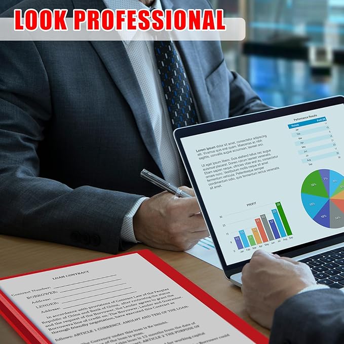 Teling 24 Pcs Clear Front Report Covers with 3 Prongs Presentation Folders Plastic Resume Portfolio Report Letter Size Presentation Binder for Paper Document School Office(Red)