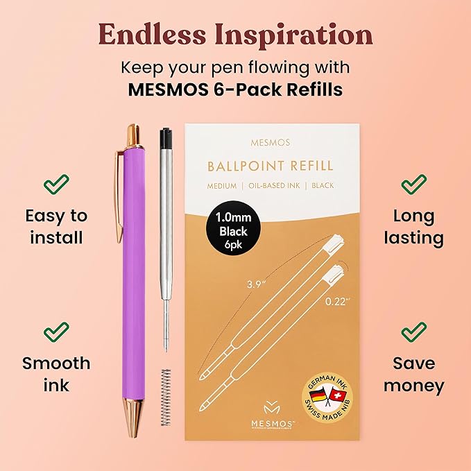 MESMOS 3pc Fancy Pen Set, Cute Nice Journaling Fun Pens for Women, Aesthetic Journaling Luxury Office Pretty Pens