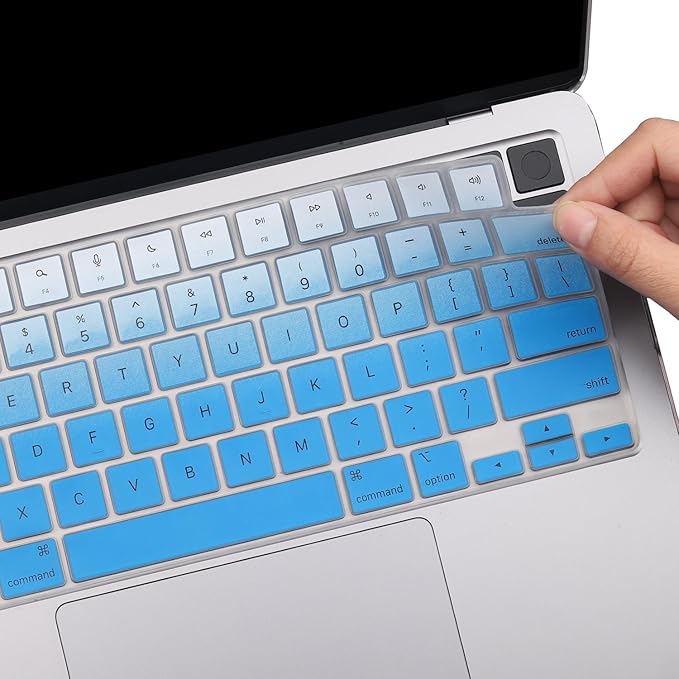 2 Pack Keyboard Cover for 2025-2021 MacBook Pro 14" 16" M4 M3 M2 M1 Pro/Max, 2025-2023 MacBook Air 13" 15" M4 M3 M2, Ultra Thin Keyboard Skin for 14.2" 16.2" MacBook Pro /13.6" 15.3" US-Ombreblue