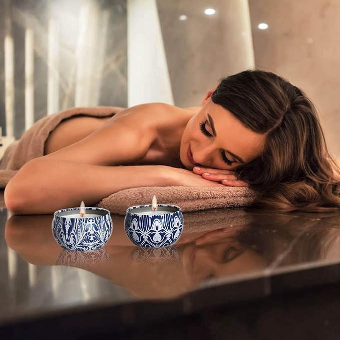 JHENG Set of 16 Small Scented Candles Soy Wax Aromatherapy Candles 2.5 OZ Portable Tin Candles with Lid, Relaxation Gifts Basket for Mother, Women, Friends and Coworkers