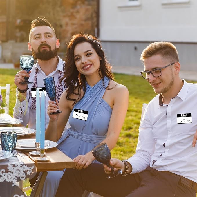 Zacool 480 Pcs Black Name Tag Stickers (3 "x 2") Identification Badges,Peel and Stickers "Hello My Name is" Name Tags Stickers Newborn Baby Name Sticker for Themed Party Family Home School Office