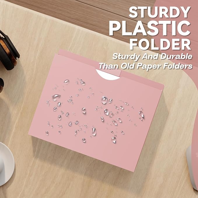 Plastic 1 Inch File Jackets Letter Size, Expanding File Folde for Documents,Upgrade Color,12 Pack Manilla Pocket Folders,Heavy Duty Expansion Pocket Files with Straight Cut Tabs,Morandi Color