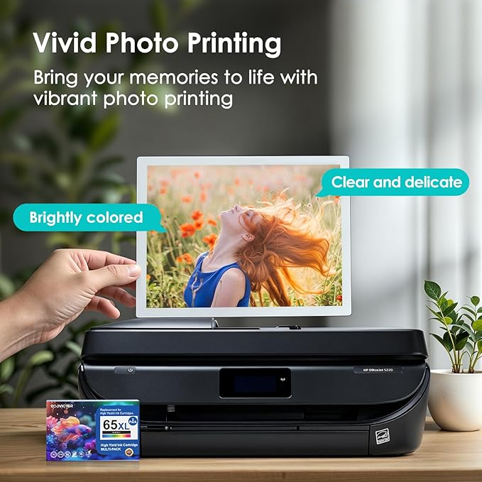 Eco-Friendly Remanufactured Ink Cartridge Replacement for HP Ink 65 XL 65XL Black and Color Combo Pack for 5055 5052 5010 5070 5014 3755 2655 3720 3722 3723 3752 3758 2652 2624 2640 Printer