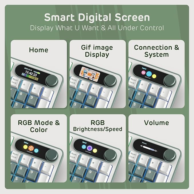 RK ROYAL KLUDGE S98 Mechanical Keyboard w/Smart Display & Knob, Top Mount 96% Wireless Mechanical Keyboard BT/2.4G/USB-C, Hot Swappable, Software Support, Creamy Sounding, 98 Keys