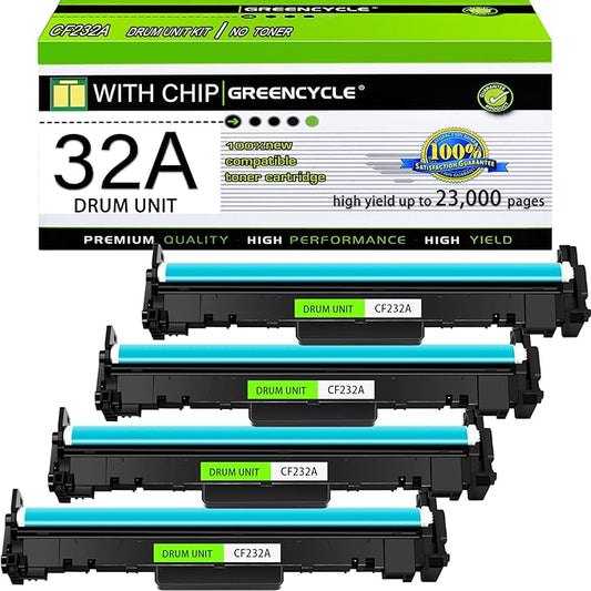 greencycle Compatible 32A Replacement for HP 32A Drum Unit CF232A use for Laserjet Pro M203d M203dn M203dw M227fdw M227fdn M227sdn M148dw M148fdw M118dw Printer (4-Pack)