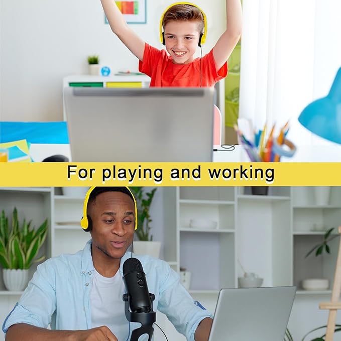 Yunsailing 30 Pack Class Set Headphones for Students Bulk School Headsets Earphones with 3.5mm Jack Classroom Must Haves Teacher Supplies for Adults Laptop Computer(Light Yellow)