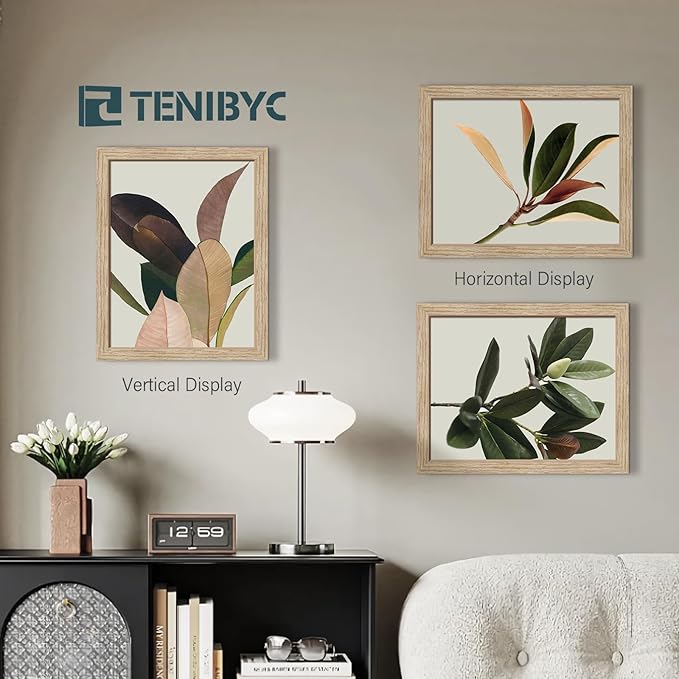 11x14 Oak Picture Frame 3 Pack with HD Glass, Natural Wood Poster Frame, Wall Gallery Frame