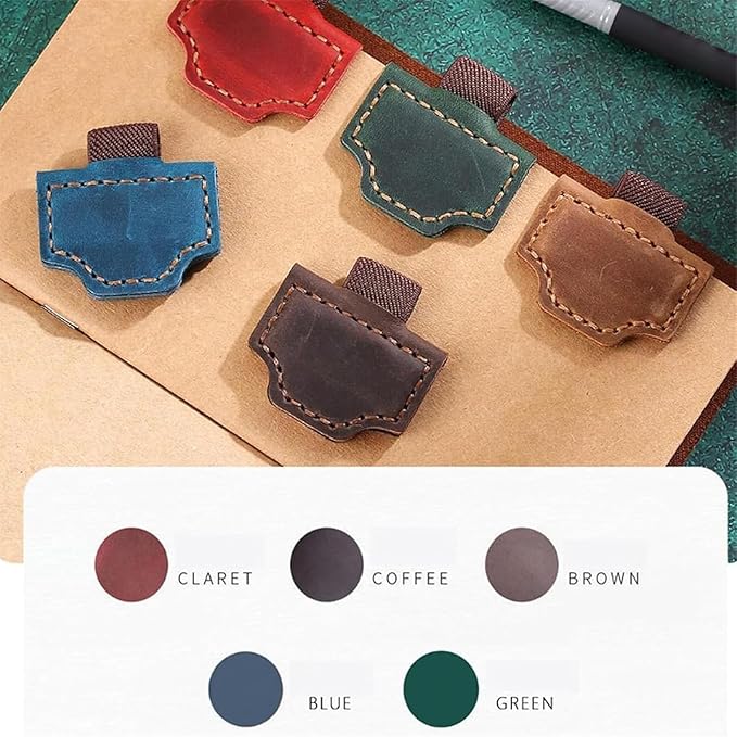 Bookmark with Pen Holder, 2026 New Bygonemark Personalized Magnetic Leather Bookmark, Strong Magnetic for Any Book, Handmade Page Mark Colorful for Booklovers (Red, A)