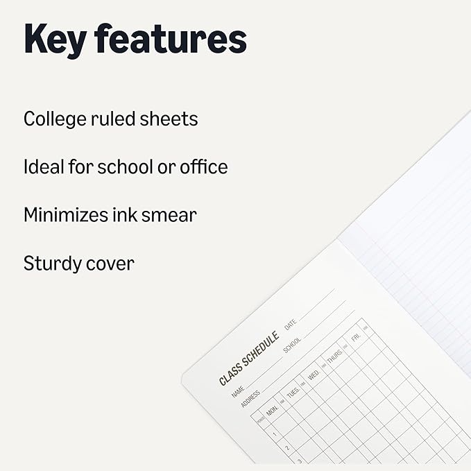 Amazon Basics Composition Notebook, College Ruled, 100 Sheets, 9.75" x 7.5", 12 pack, Assorted Marble Colors