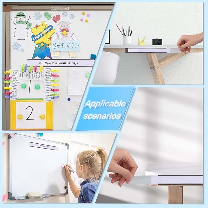 Eeoyu Magnetic Label Holders with Magnets Magnetic Data Card Holders with Clear Plastic Protectors for Metal Shelf, Whiteboard, Set of 50 (1 x 8 Inch)