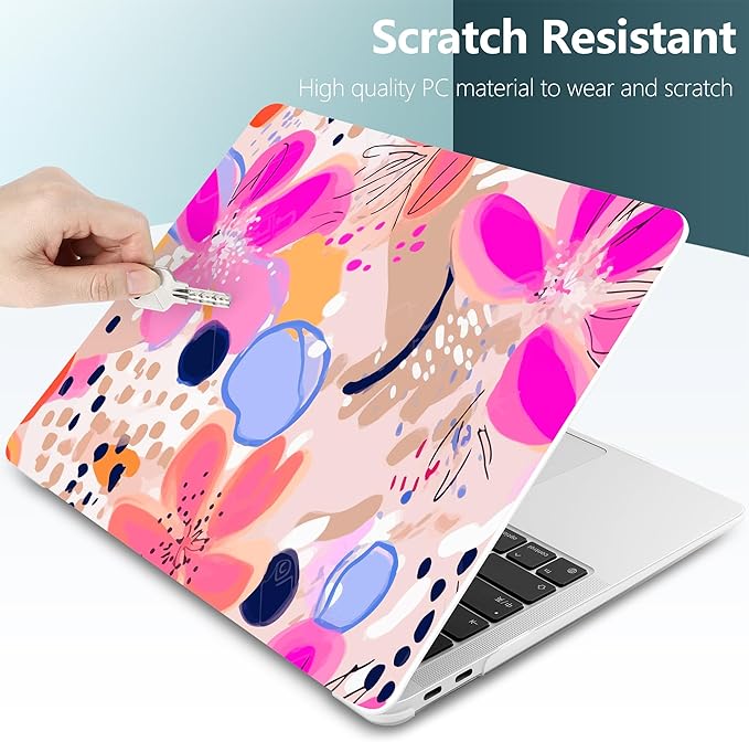DONGKE Compatible with MacBook Air 13 inch Case 2021 2020 2019 2018 Release A2337 M1 A2179 A1932 with Retina Display & Touch ID, Plastic Hard Shell & Keyboard Cover - Floral Artistic