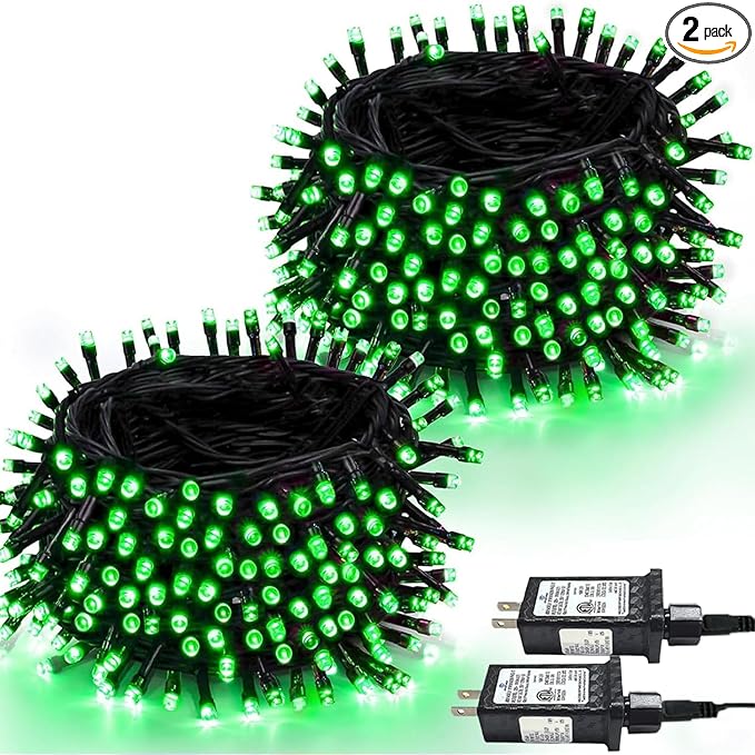 2-Pack 66FT 200 LED Christmas Lights, 13 Modes Extendable Christmas Tree Lights with Timer & Memory, Waterproof Twinkle Fairy Lights Green Wire Outdoor String Lights Indoor for Xmas Tree (Green)