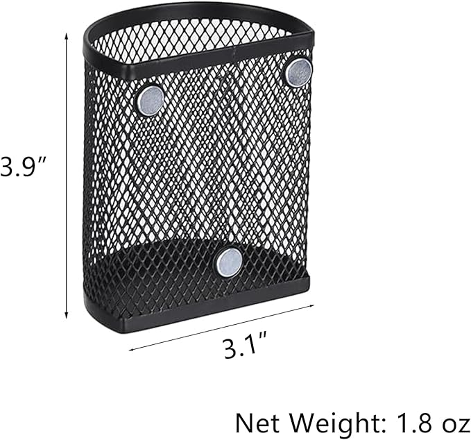 Magnetic Pencil Holders 2 Pack Metal Mesh Pencil Case Pen Basket for Blackboard Magnet Writing Utensil Cups Storage Organizers for Whiteboard Refrigerator