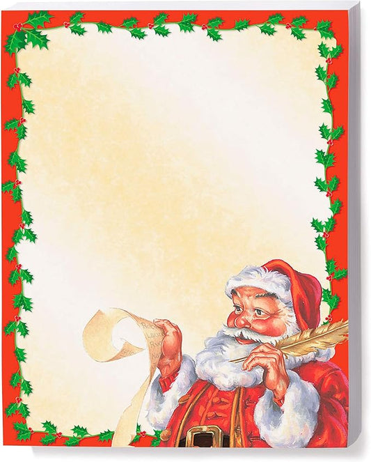 PaperDirect Santa's List Holiday Border Paper, Cream Background with Red Holly Border and Vintage Santa with Naughty or Nice List, 8.5 x 11, Acid-Free, Ideal for Holiday Invitations, Cards, 100 sheets