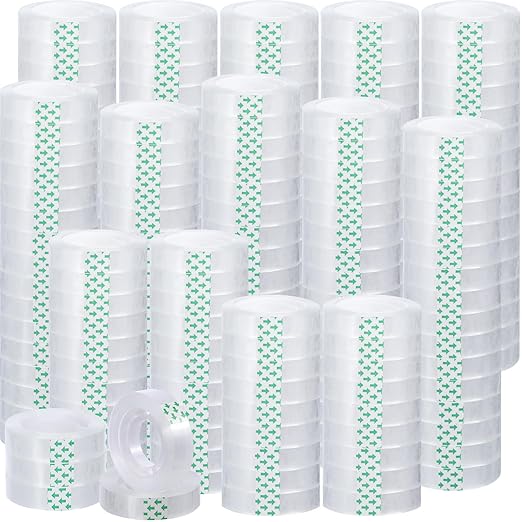 Jetec 200 Rolls Clear Tape Bulk Transparent Invisible Tape Refills 1/2 x 1260 Inches Glossy for Gift Wrapping Dispenser Office School Home Use Gift Wrap Desk Supplies